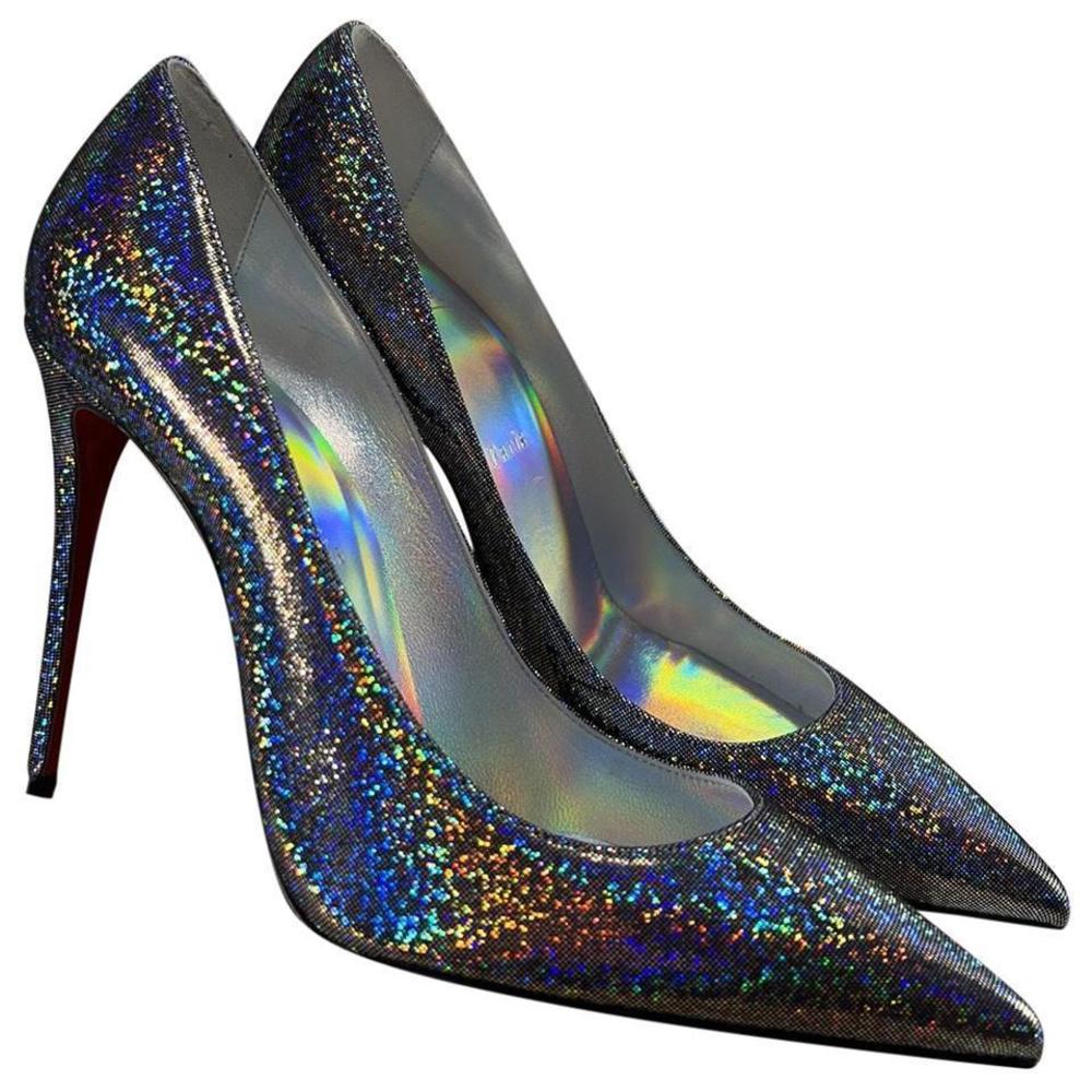 Kate 100mm Disco Silver Metallic Holographic Sparkle Heels Pumps E302